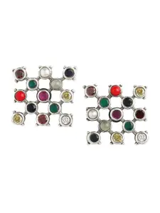 ahilya Silver-Plated Square Studs Earrings