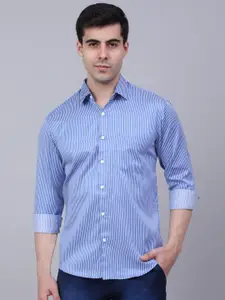JAINISH Men Blue Classic Striped Pure Cotton Casual Shirt