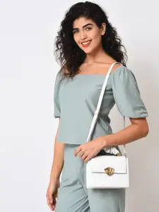 HAUTE SAUCE by  Campus Sutra White PU Structured Satchel