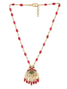 ahilya Gold-Toned & Red Sterling Silver Gold-Plated Necklace