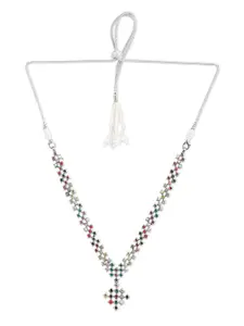 ahilya Silver-Toned & Red Sterling Silver Necklace