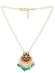 ahilya Gold-Toned & Green Sterling Silver Gold-Plated Necklace