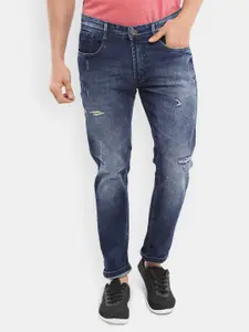 V-Mart Men Blue Classic Mildly Distressed Light Fade Jeans