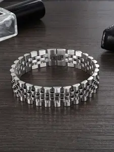 ZIVOM Men Silver-Toned Silver-Plated Wraparound Bracelet