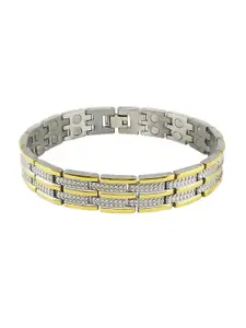 ZIVOM ZIVOM Men Silver-Toned & Gold-Toned Silver-Plated Link Bracelet
