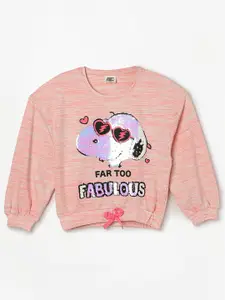 Fame Forever by Lifestyle Girls Pink Cotton Snoopy Printed Sweatshirt