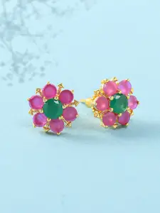 Voylla Pink Gold-Plated Contemporary Studs Earrings