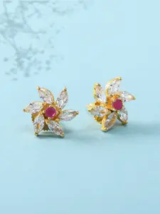 Voylla White Gold-Plated Contemporary Studs Earrings