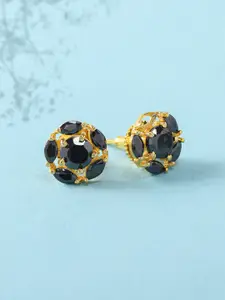 Voylla Black Gold-Plated Contemporary Studs Earrings