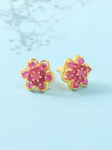Voylla Pink & Gold-Plated Contemporary Studs Earrings