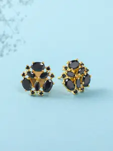 Voylla Women Gold Plated Black Contemporary Studs Earrings