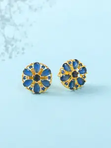 Voylla Women Gold Plated Blue Contemporary Studs Earrings