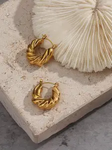 Inaya Women Gold Plated Contemporary Hoop Earrings