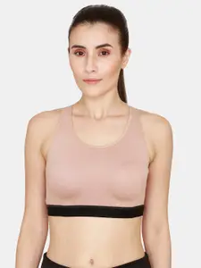 Rosaline by Zivame Beige Non Padded & Non Wired Workout Bra
