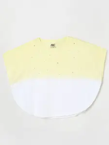 Fame Forever by Lifestyle Girls Yellow Embellished Cape Pure Cotton Top