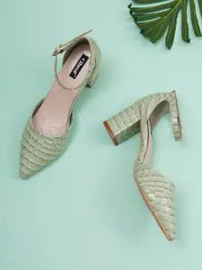 Sherrif Shoes Green Printed Block Sandals