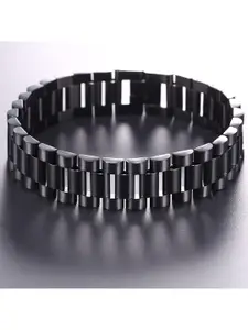 ZIVOM Men Black Rhodium-Plated Link Bracelet