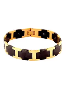 ZIVOM Men Black Gold-Plated Link Bracelet