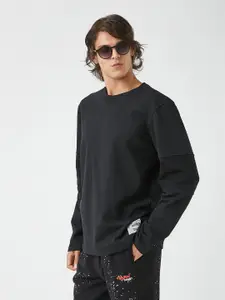 Koton Men Black Solid Sweatshirt
