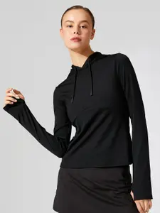 Koton Women Black Hooded Sweatshirt