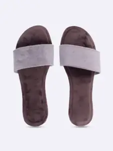 Apratim Women Grey Colourblocked Open Toe Flats