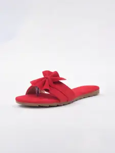 Apratim Women Red Open Toe Flats with Bows