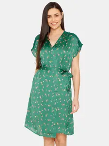 Zivame Women Green Printed Nightdress