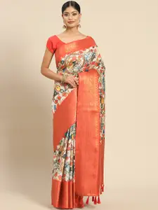 Silk Land Kalamkari Kanjeewaram Art Silk Zari Woven Digital Print saree