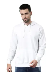 macmerise Men White Hooded Cotton Sweatshirt