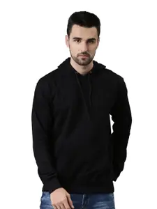 macmerise Men Black Hooded Cotton Sweatshirt