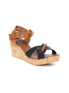 red pout Women Black & Brown Solid Sandals