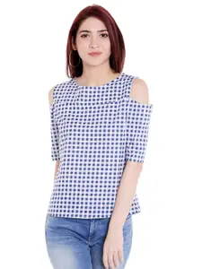 Style Quotient Women Blue & White Checked Top