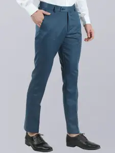 VEI SASTRE Men Blue Smart Slim Fit Trousers
