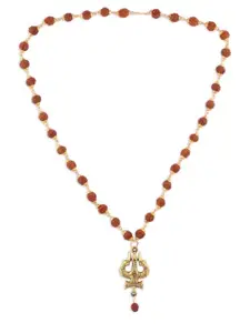 Efulgenz Gold-Toned & Brown Gold-Plated Traditional Necklace