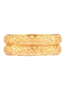 Efulgenz Set of 2 Gold-Plated Crystal Studded Bangles
