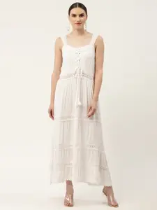 DIVYANK Off White Cotton Maxi Dress