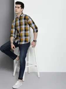 The Indian Garage Co Men Yellow Checked Casual Shirt