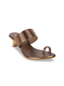 Metro Gold-Toned Embellished Block Heels