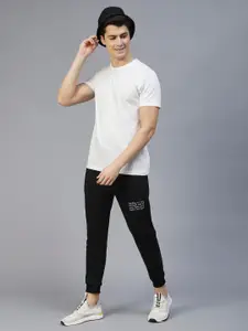 Rigo Men Black Text Printed Cotton Sports Joggers