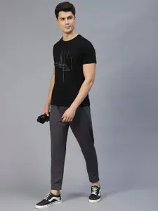 Rigo Men Charcoal Colourblocked Regular-Fit Sports Track Pants