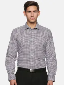DON VINO Men White Relaxed Slim Fit Micro Checked Cotton Casual Shirt