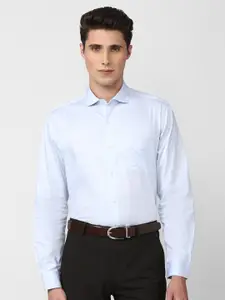 Peter England Elite Men Blue Printed Cotton Formal Shirt