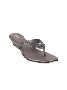 Mochi Grey Embellished Comfort Heels