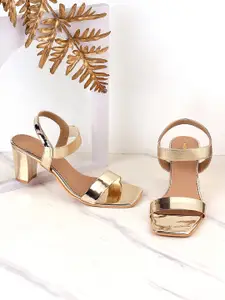 Mochi Gold-Toned Block Heels