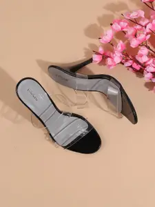 Mochi Black & Transparent Colourblocked Stiletto Heels