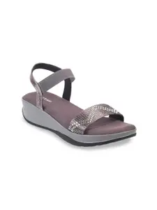 WALKWAY by Metro Grey Embellished Flatform Sandals