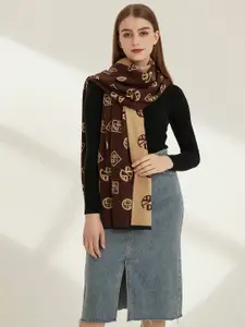 JC Collection Women Coffee Brown & Beige Printed Scarf