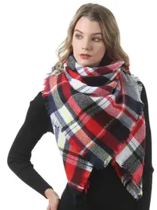 JC Collection Women Red & White Checked Scarf