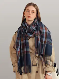 JC Collection Women Blue & Red Checked Scarf