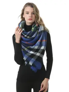 JC Collection Women Blue & White Checked Scarf